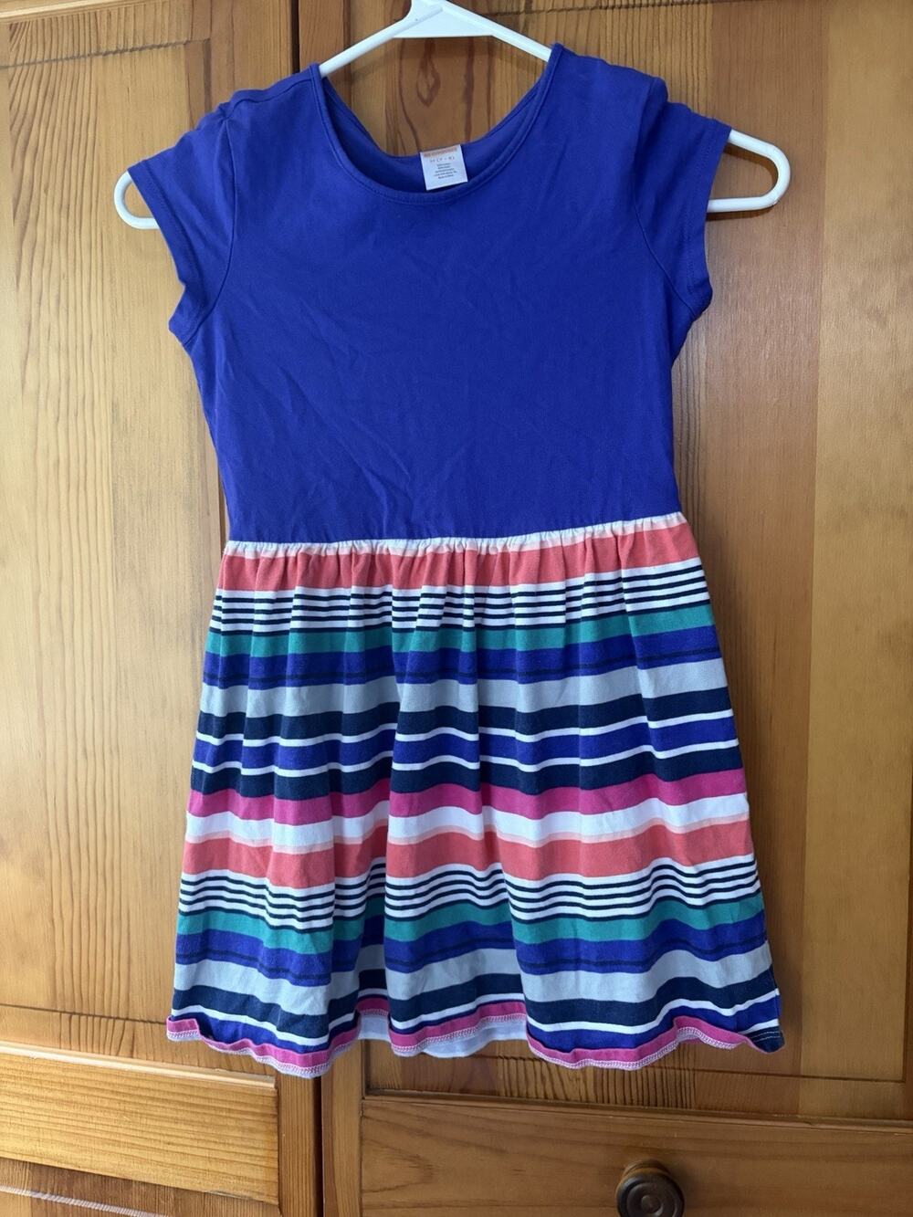 Gymboree Girls Everyday Playwear Purple Striped Knit Dress M (7-8)